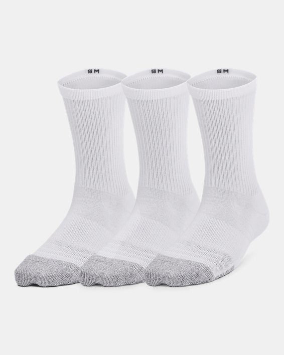 Kids' HeatGear® 3-Pack Crew Socks, White, pdpMainDesktop image number 0
